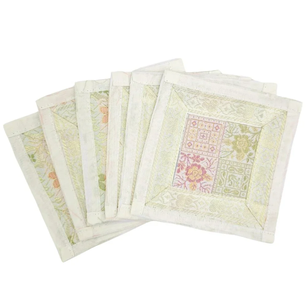 Pastel Floral Paisley Indian Zari Brocade 13-Piece Set